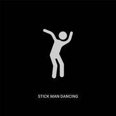 white stick man dancing vector icon on black background. modern flat stick man dancing from behavior concept vector sign symbol can be use for web, mobile and logo.