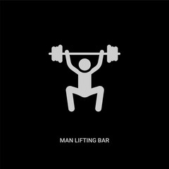 white man lifting bar vector icon on black background. modern flat man lifting bar from behavior concept vector sign symbol can be use for web, mobile and logo.