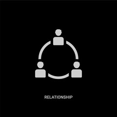 white relationship vector icon on black background. modern flat relationship from birthday party and wedding concept vector sign symbol can be use for web, mobile and logo.