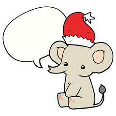 cute christmas elephant and speech bubble