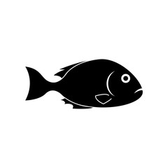 Icono plano pescado en color negro