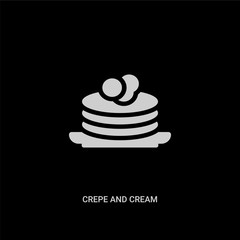 white crepe and cream vector icon on black background. modern flat crepe and cream from bistro and restaurant concept vector sign symbol can be use for web, mobile logo.