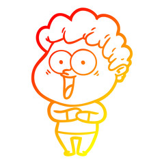 warm gradient line drawing cartoon happy man