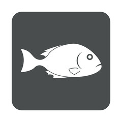 Icono plano silueta pescado en cuadrado color gris