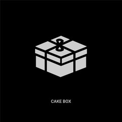 white cake box vector icon on black background. modern flat cake box from bistro and restaurant concept vector sign symbol can be use for web, mobile and logo.