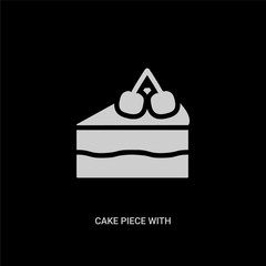 white cake piece with cream vector icon on black background. modern flat cake piece with cream from bistro and restaurant concept vector sign symbol can be use for web, mobile and logo.