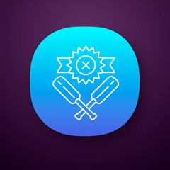 Cricket defeat app icon. Total game result. Championship loss. Game over. Team battle finished. Sports activity. UI/UX user interface. Web or mobile application. Vector isolated illustration