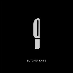 white butcher knife vector icon on black background. modern flat butcher knife from bistro and restaurant concept vector sign symbol can be use for web, mobile and logo.