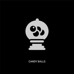 white candy balls vector icon on black background. modern flat candy balls from bistro and restaurant concept vector sign symbol can be use for web, mobile and logo.