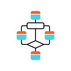 Obraz premium Flowchart color icon. Diagram. Visualization of process. Problem solving stages. Graphical representation of algorithm. Program logic sequence. Isolated vector illustration