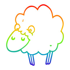 rainbow gradient line drawing cartoon sheep