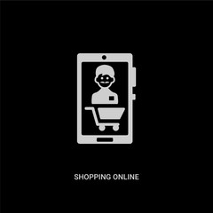 white shopping online vector icon on black background. modern flat shopping online from blogger and influencer concept vector sign symbol can be use for web, mobile and logo.