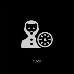 white clock vector icon on black background. modern flat clock from blogger and influencer concept vector sign symbol can be use for web, mobile and logo.