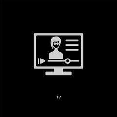 white tv vector icon on black background. modern flat tv from blogger and influencer concept vector sign symbol can be use for web, mobile and logo.