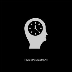 white time management vector icon on black background. modern flat time management from brain process concept vector sign symbol can be use for web, mobile and logo.