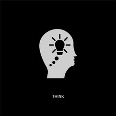 white think vector icon on black background. modern flat think from brain process concept vector sign symbol can be use for web, mobile and logo.