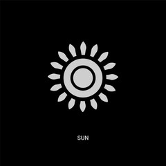 white sun vector icon on black background. modern flat sun from brazilia concept vector sign symbol can be use for web, mobile and logo.