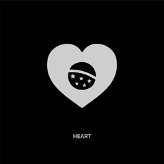 white heart vector icon on black background. modern flat heart from brazilia concept vector sign symbol can be use for web, mobile and logo.