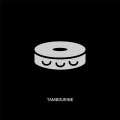 white tambourine vector icon on black background. modern flat tambourine from brazilia concept vector sign symbol can be use for web, mobile and logo.