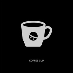 white coffee cup vector icon on black background. modern flat coffee cup from brazilia concept vector sign symbol can be use for web, mobile and logo.