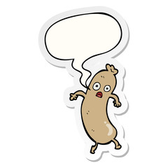 cartoon sausage and speech bubble sticker
