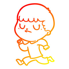 warm gradient line drawing cartoon grumpy boy