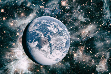 Obraz premium Earth and stars. Blue earth. Great for background. The elements of this image furnished by NASA.