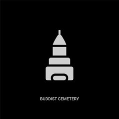 white buddist cemetery vector icon on black background. modern flat buddist cemetery from buildings concept vector sign symbol can be use for web, mobile and logo.