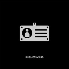 white business card vector icon on black background. modern flat business card from business and analytics concept vector sign symbol can be use for web, mobile and logo.
