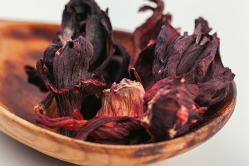 Heap of dried  tea leaves close up
