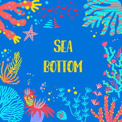 Fototapeta na wymiar Vector set collection of colorful underwater ocean coral reef plants, corals and anemones.