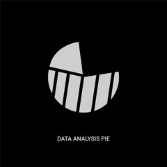 white data analysis pie chart vector icon on black background. modern flat data analysis pie chart from business and analytics concept vector sign symbol can be use for web, mobile and logo.