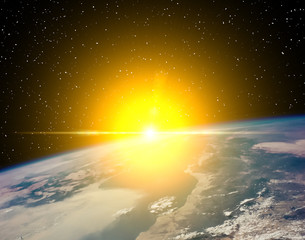 Sunrise. The elements of this image furnished by NASA.