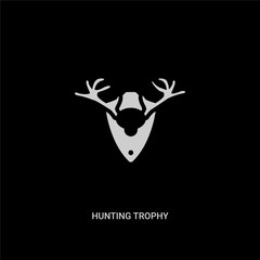 white hunting trophy vector icon on black background. modern flat hunting trophy from camping concept vector sign symbol can be use for web, mobile and logo.