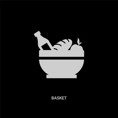 white basket vector icon on black background. modern flat basket from camping concept vector sign symbol can be use for web, mobile and logo.