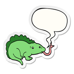 cartoon lizard and speech bubble sticker