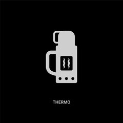 white thermo vector icon on black background. modern flat thermo from camping concept vector sign symbol can be use for web, mobile and logo.