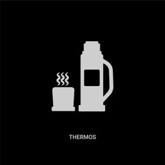 white thermos vector icon on black background. modern flat thermos from camping concept vector sign symbol can be use for web, mobile and logo.