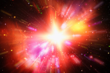 Abstract background of light explosion. Starburst. Sunbeams. The elements of this image furnished by NASA.