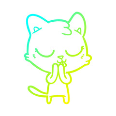 cold gradient line drawing cartoon cat