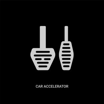 White Car Accelerator Vector Icon On Black Background. Modern Flat Car Accelerator From Car Parts Concept Vector Sign Symbol Can Be Use For Web, Mobile And Logo.