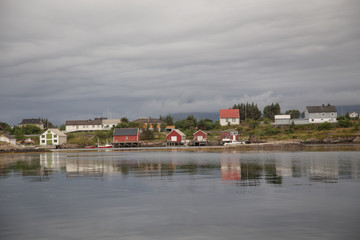 Fototapeta na wymiar Norway island Averoy Nordic landscape North autumn picture