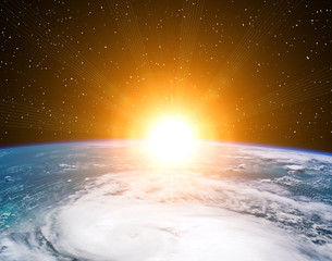 Planet earth and fascinating sunrise. The elements of this image furnished by NASA.