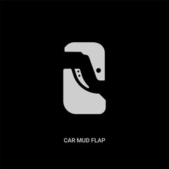 white car mud flap vector icon on black background. modern flat car mud flap from car parts concept vector sign symbol can be use for web, mobile and logo.
