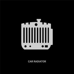 white car radiator vector icon on black background. modern flat car radiator from car parts concept vector sign symbol can be use for web, mobile and logo.