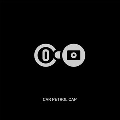 white car petrol cap vector icon on black background. modern flat car petrol cap from car parts concept vector sign symbol can be use for web, mobile and logo.