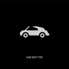 white car soft top vector icon on black background. modern flat car soft top from car parts concept vector sign symbol can be use for web, mobile and logo.