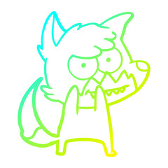 cold gradient line drawing cartoon grinning fox