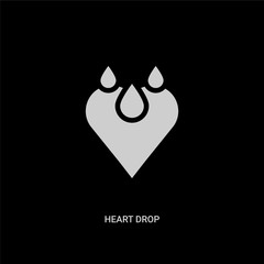 white heart drop vector icon on black background. modern flat heart drop from charity concept vector sign symbol can be use for web, mobile and logo.