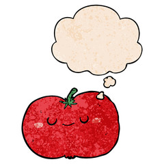 cartoon apple and thought bubble in grunge texture pattern style